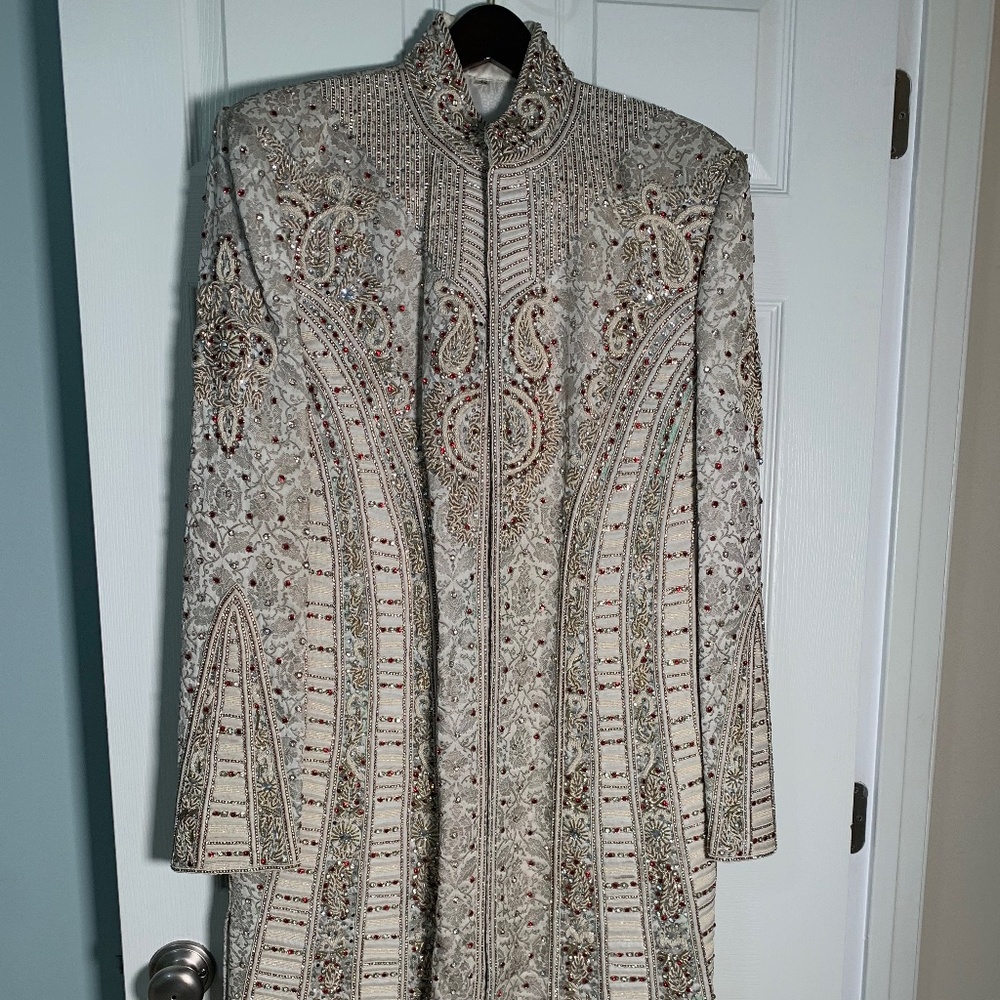 Sherwani - Ivory embroidered set